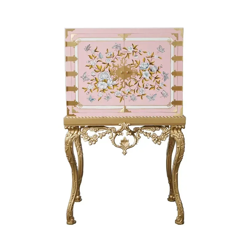 

Solid Wood Painted Curio Cabinet Luxury Multifunctional Locker Wine Cabinet Decoration Dresser