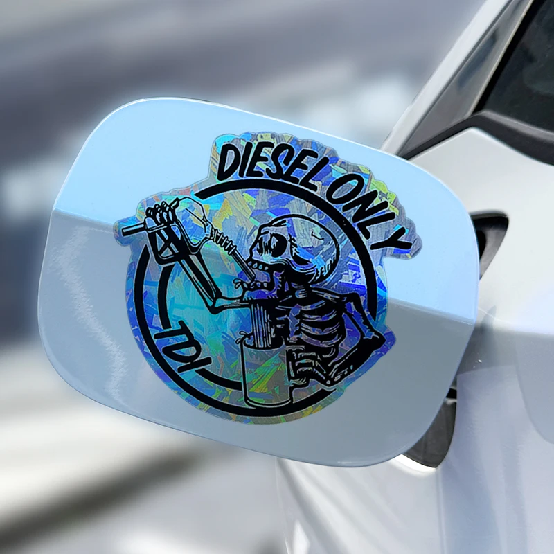 1PC DIESEL ONLY Car Stickers Waterproof for DIY Motorcycle Auto Fuel Tank Cap Skeleton Drinks Oil Vinyl Decals Funny Decoration