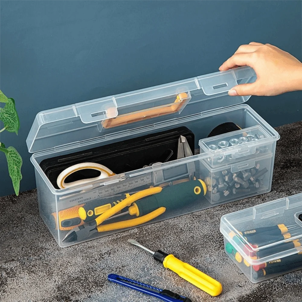 Large Capacity Hardware Tool Box Impact-resistant PP Plastic Storage Screw Box Transparent Multifunctional Tool Storage Box