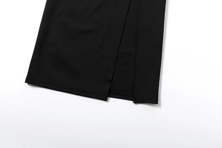 Weird Puss Elegantes 2-teiliges Set für Damen, einreihige Jacke mit Patchwork und quadratischem Kragen + Rock mit geschlitztem Saum, Party-Mode, schlichte Anzüge – Detail 13