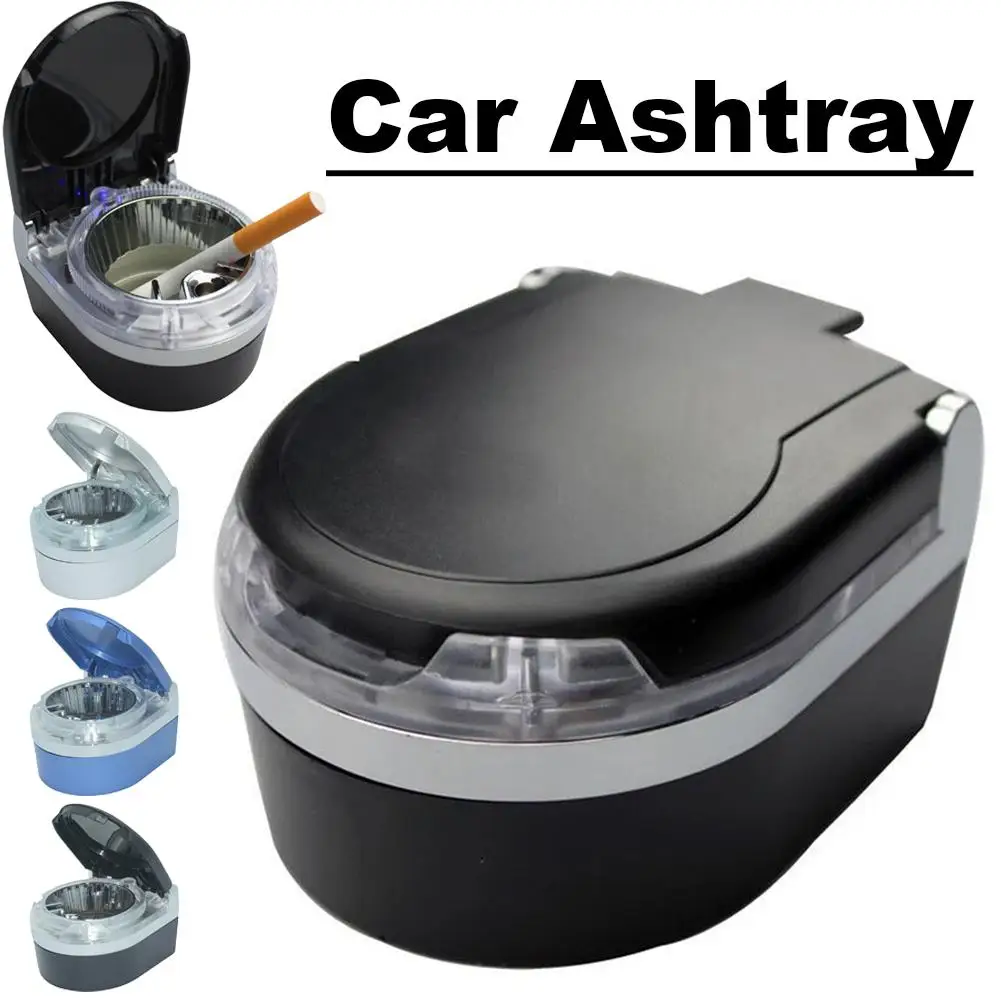 Portable Car Ashtray with Led Light Smokeless Auto Ashtray with Lid for Dashboard Universal for Safe Night Use & Car Ventilation