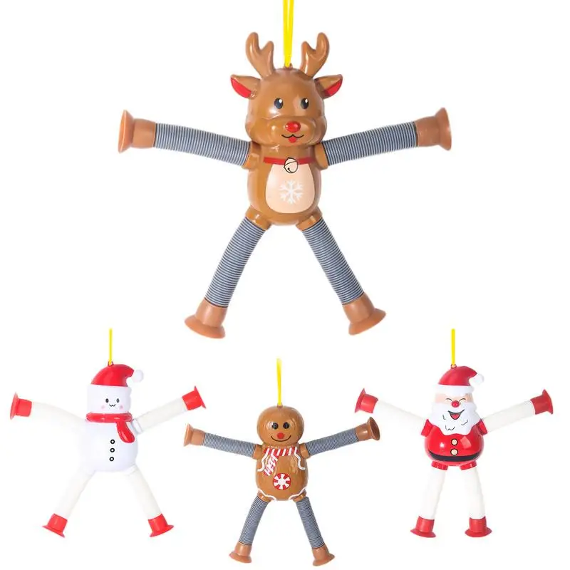 Pop Tubes Stress Relief Decoration Pop Tubes Suction Cup Pendant Santa Claus Snowman Gingerbread Elk Stress Relief Pop Tubes