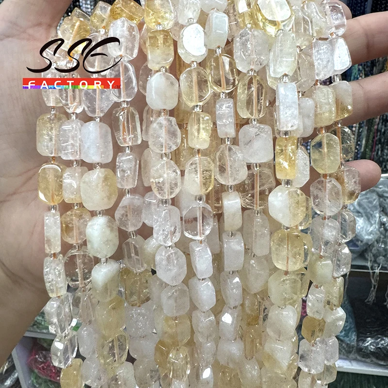 

AAA Natural Citrine Quartz Beads Faceted Rectangle Shape Stone Loose Beads For Jewelry Making Diy Bracelets Necklaces 15" strand