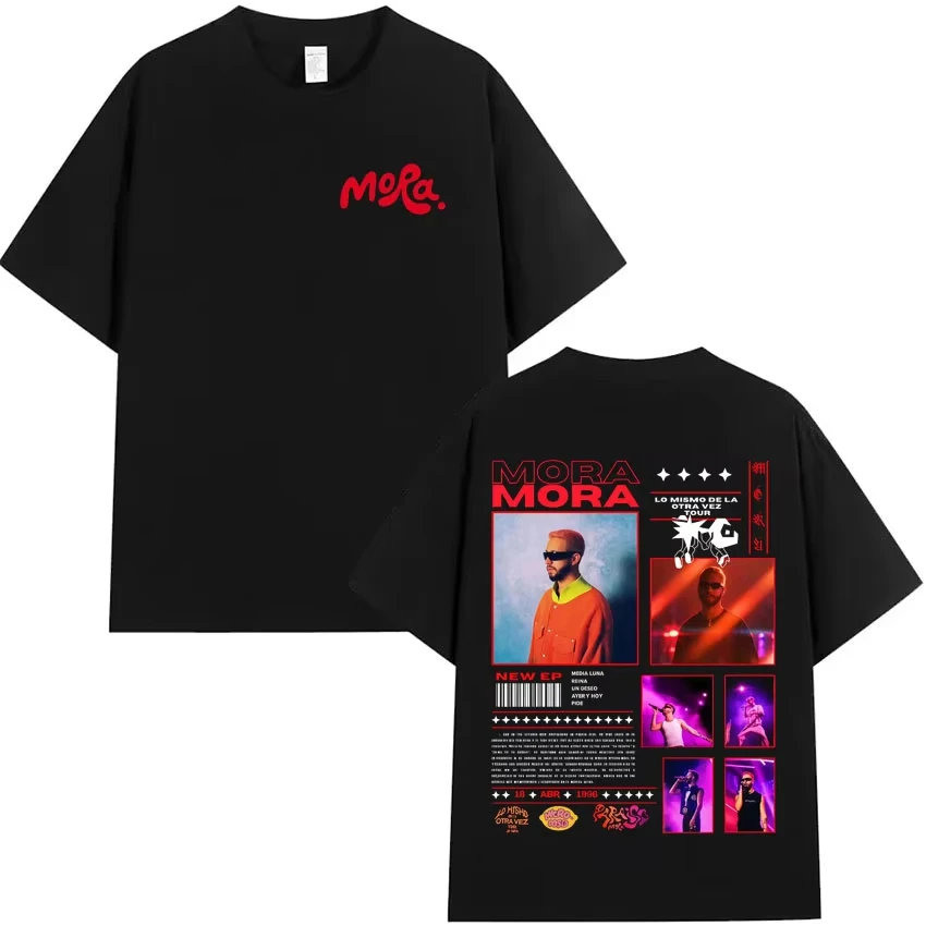 

Summer Aesthetics Extra Large Comfortable T-shirt Singer Mora's New Album Fashion Pattern T-shirt Men's and Women's Punk Casual
