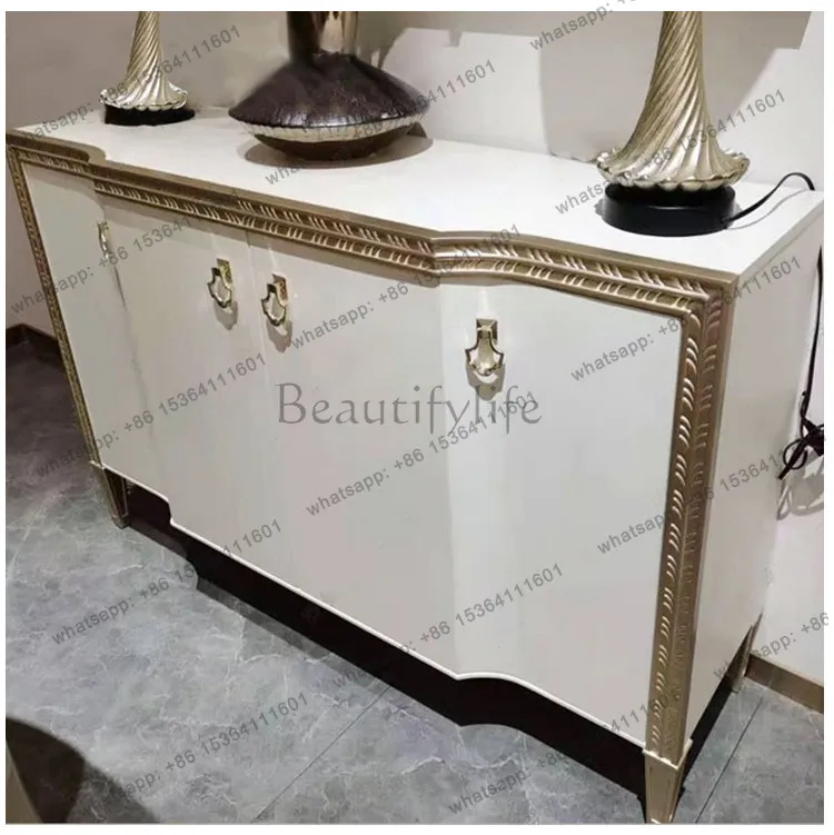 

French retro solid wood porch cabinet modern simple decoration light luxury dining side cabinet