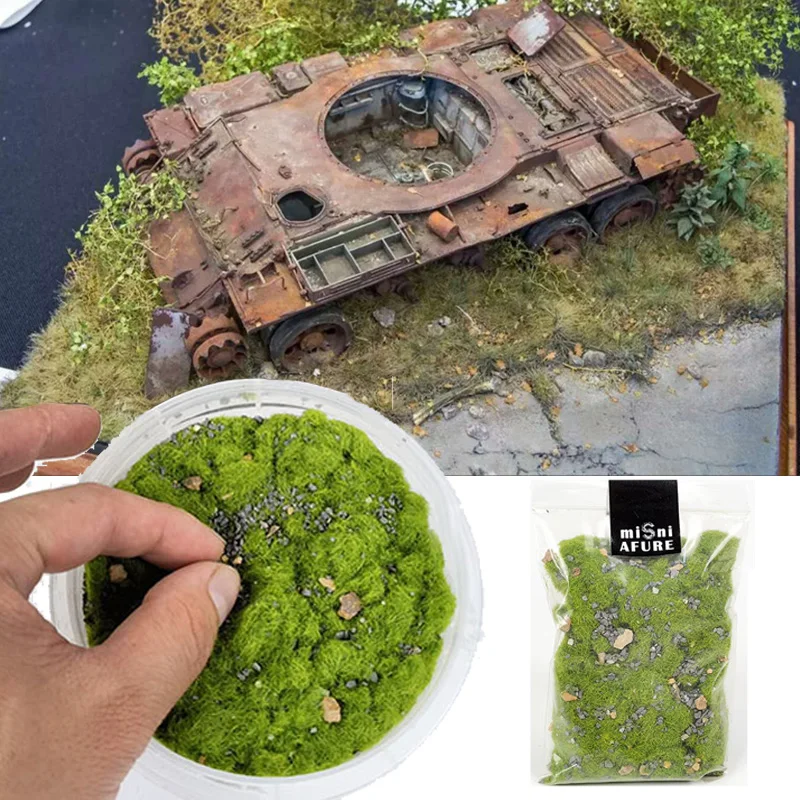 Hierba de tierra que incluye modelo de partículas de roca, mesa de arena militar Diy, diseño de escena HO, paisaje ferroviario, materiales Diorama,