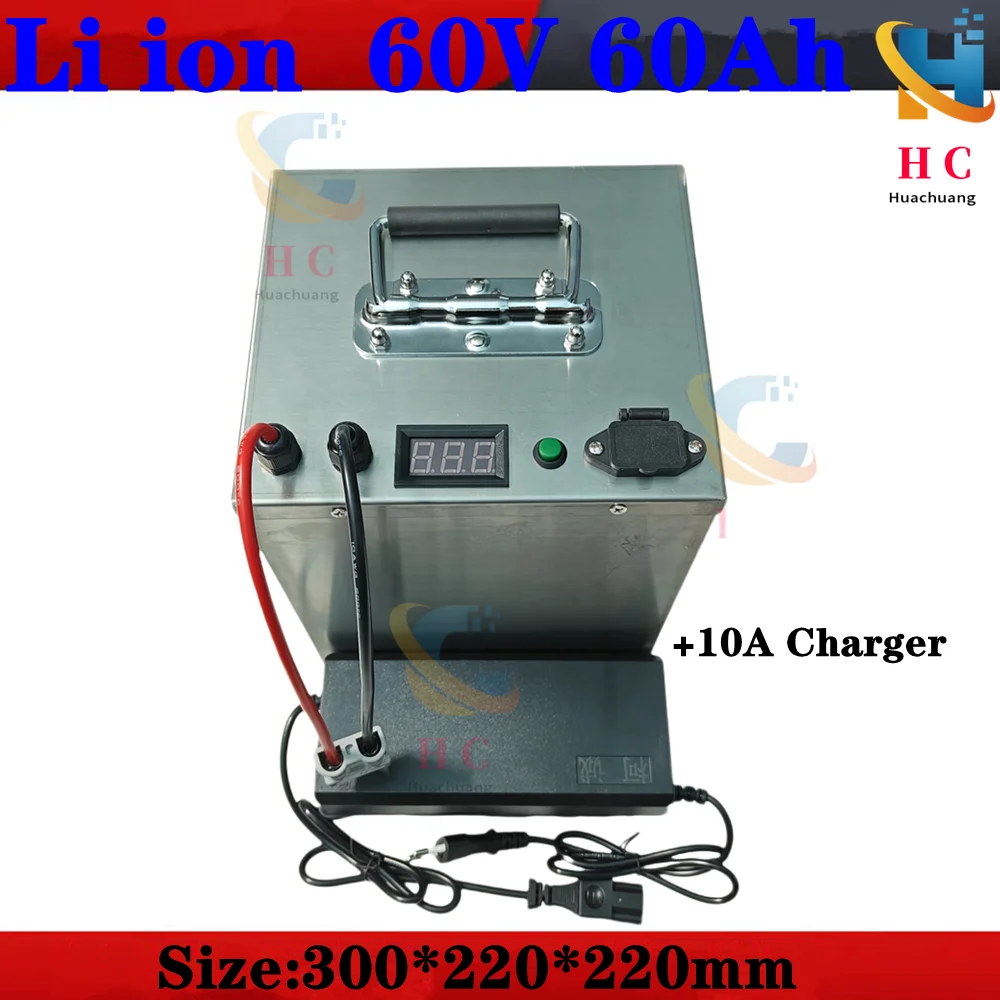 62.9V 60V 60Ah lithium ion battery BMS 17S 62.9V 63V li ion battery for 3000w scooter bike Tricycle Motorcycle +10A charger