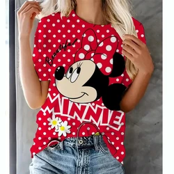 New Summer Minnie Mouse T-shirt Disney Cartoon Tops Tees Female Fashion Trend Short Sleeve Clothing Ladies Casual Streetwear