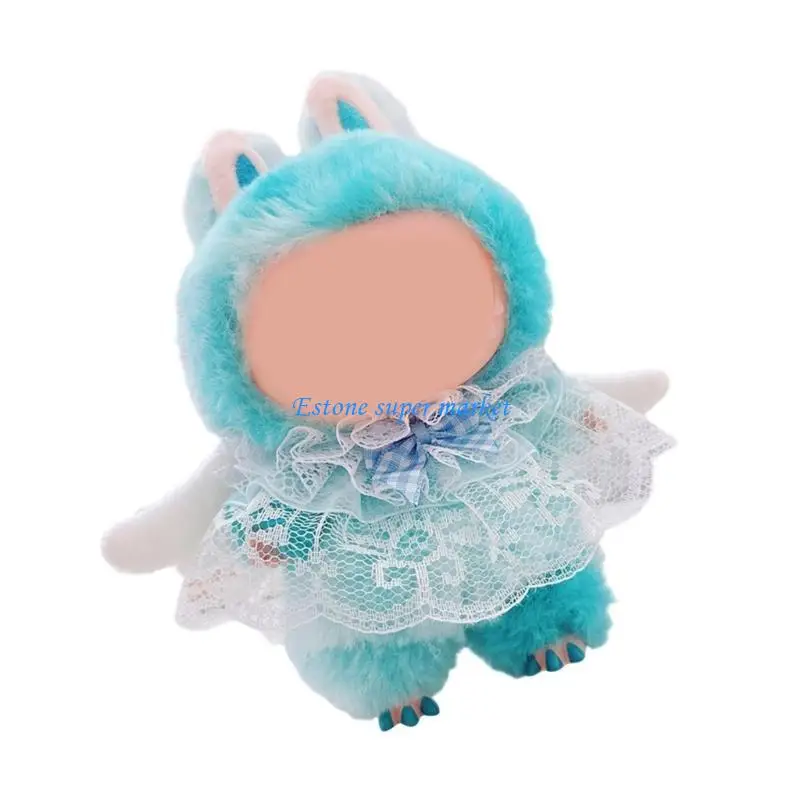 

090B Нежный кружевной костюм 17 см с бантом и крылом для коллекционных кукол