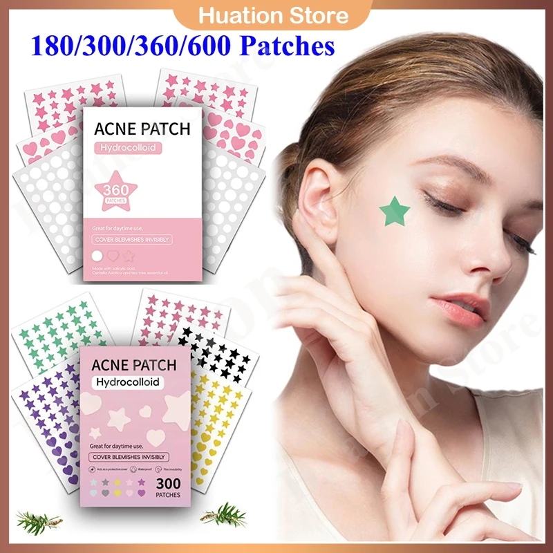 180/300/360/600 قطعة إزالة البثور غير المرئية الملونة مكافحة حب الشباب بقع الغروانية المائية علامات البقع المخفي ملصقات إصلاح الجمال #1