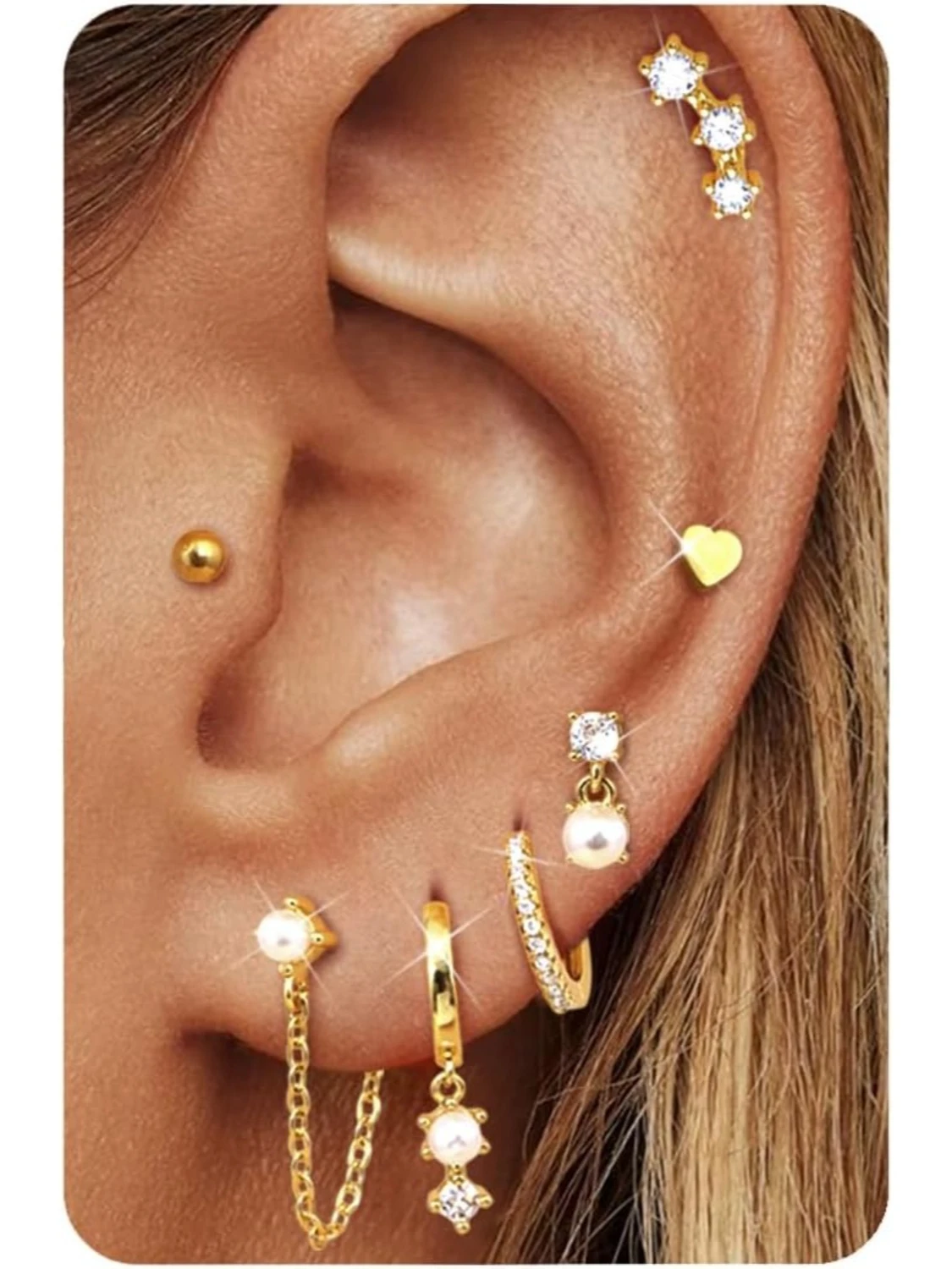 

Bobisty 14K Gold-plated Hoop Stud Earrings for Women Dainty Drop Earrings Cartilage Earring Sets for Multiple Piercing Jewelry