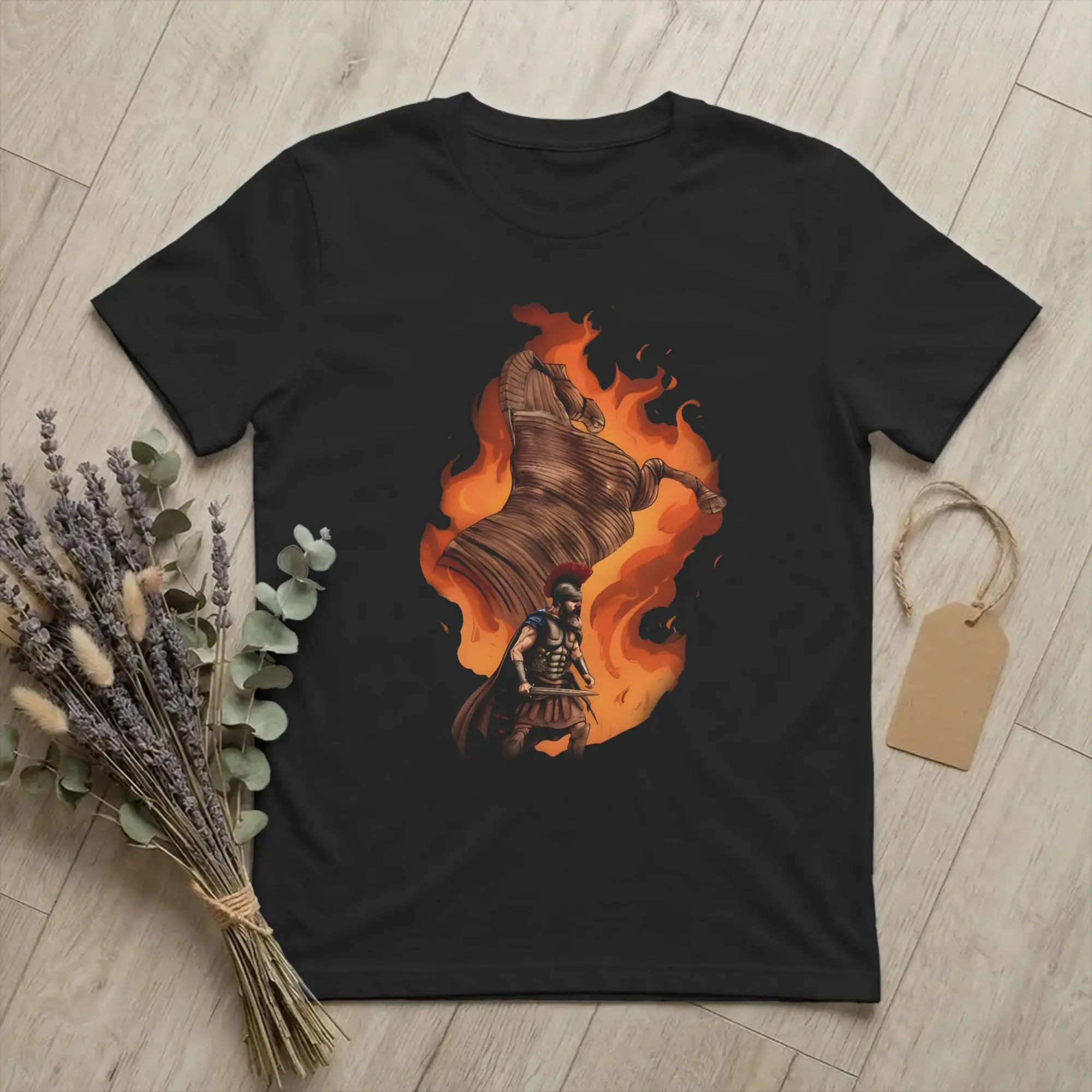 Men T-Shirt The Odysseies Movie by Christopher Nolan Odysseus Trojan Horse Pure Cotton Tee Shirt Short Sleeve T Shirt