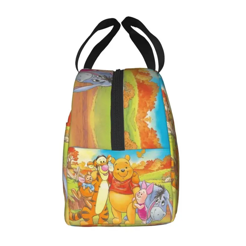 Cartoon Bear Winnie The Pooh Insulated Lunch Box Portable Warm Cooler Thermal Lunch Bag Kids Picnic Food Container Tote Bags