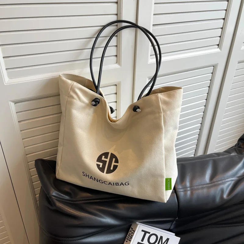Large Capacity Canvas Shoulder Bag Women's Hot Sale Of The Season New Fashion Letter Print Tote Bag Versatile Urban Minimalis...