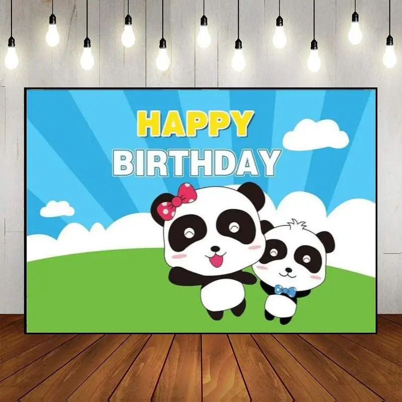 

Party Backdrop Bamboo Panda Background Photo Banner Custom Birthday Cartoon Cute Decoration Photography Backdrops Newborn Props