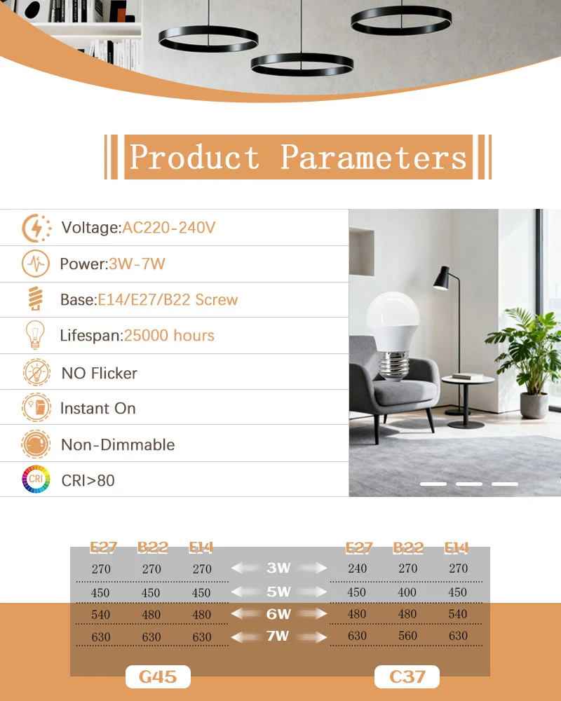 100 قطعة/الوحدة C37 G45 البسيطة LED شمعة لمبة ضوء 7 واط 3 واط التيار المتناوب 220 فولت E14 E27 B22 قاعدة ضوء وميض خالية مناسبة لدراسة لامبارا Led