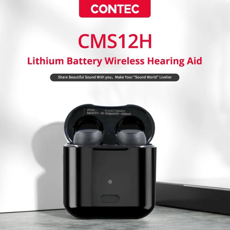 CONTEC Rechargeable Invisible Hearing Aid For Adults Seniors, Magnetic Contact Charging Box,Mini Sound Amplifier Earbuds