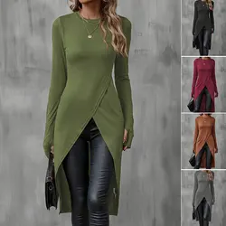 2024 new autumn plus long T-shirt advanced sense slimming temperament casual women's wear