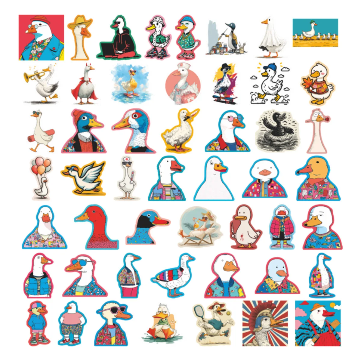 สติกเกอร์การ์ตูน Silly Goose 10/50 ชิ้น สติกเกอร์กราฟฟิตี้สุดเก๋ แฟชั่น DIY ของเล่นสุดล้ำ สำหรับสมุดภาพ กระเป๋าเดินทาง สติกเกอร์ตกแต่งสวยงาม