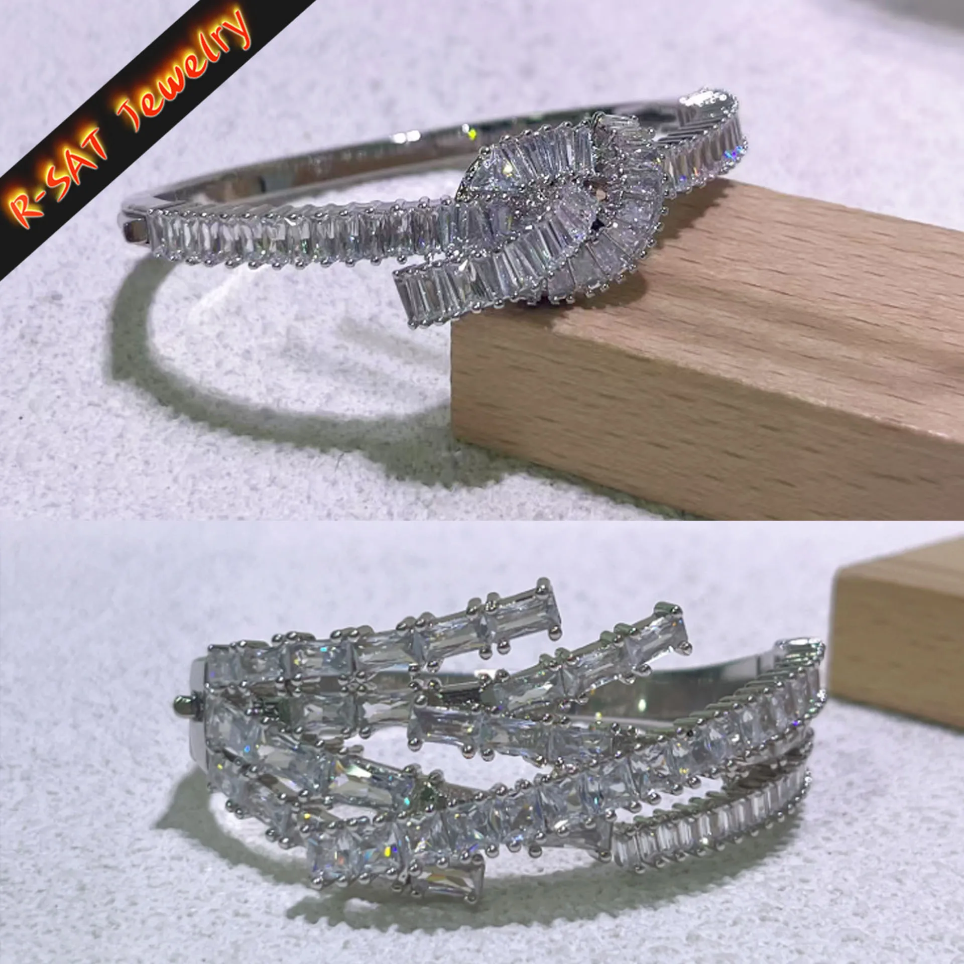 

White Original High Quality Jewelry Exquisite Bracelet Shiny Cut Individual Style for Women Wedding Party Gift