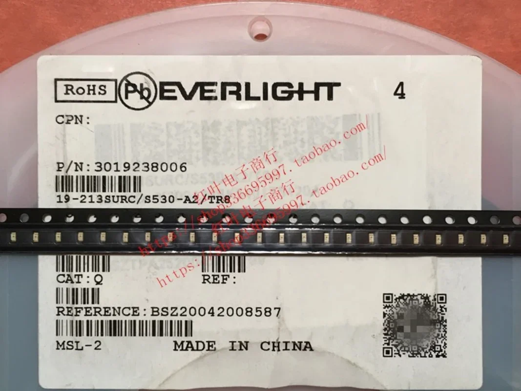

100 шт./19-213SURC/S530-A2/TR8 SMD LED 0603 Красный светодиодный шарик 0,6 Т