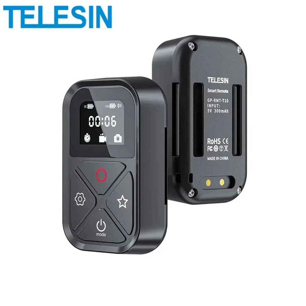 TELESIN T10 Bluetooth Remote Control For GoPro Hero 12 11 10 9 Accessories Wireless Smart Remote For GoPro 80M action Camera