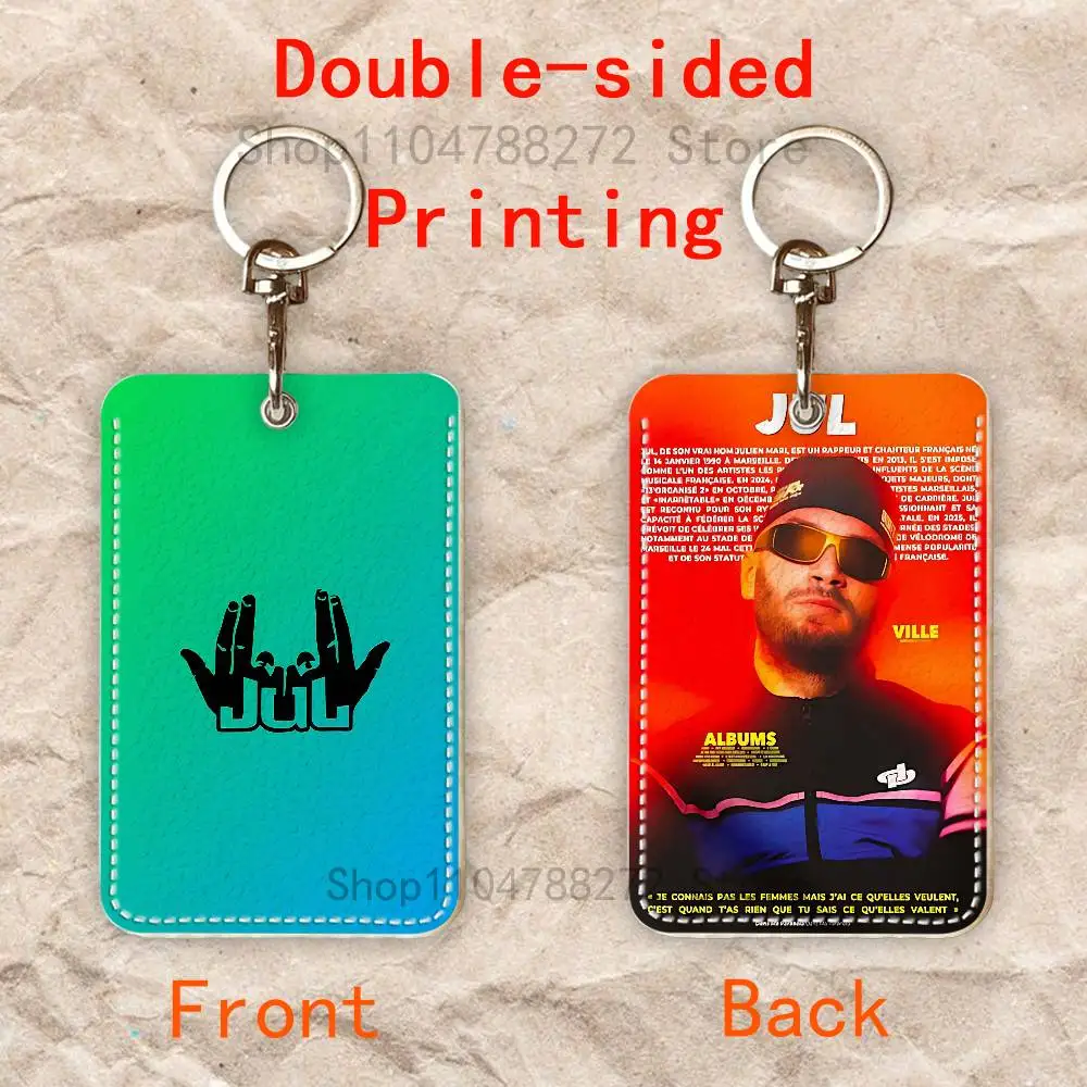 JUL Rapper Custom Access Card Case Leather Card Holder Keychain Key Ring Transportation Card Case Gifts