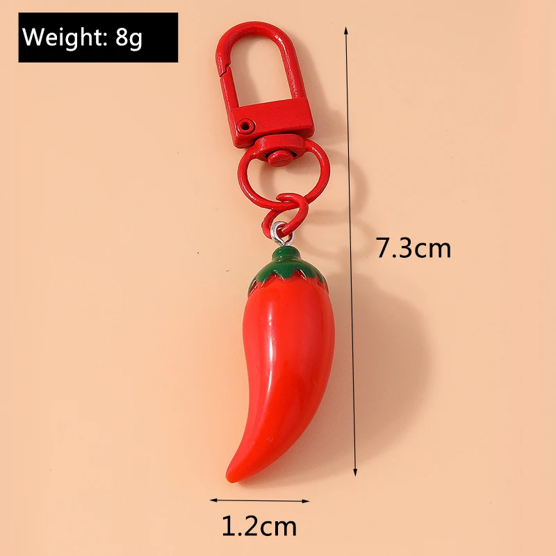 Cute Resin Chilli Keychain Simulation Pepper Key Rings Pendant for Car Key Holder Women Girls Handbag Decor DIY Jewelry Gifts
