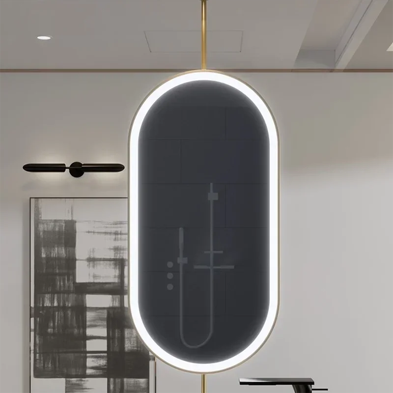 Large Customized Hanging Oval Mirror Bathroom Light Sensor Full Length Mirror Art Hairdressing Espejo Led Bathroom Fixture