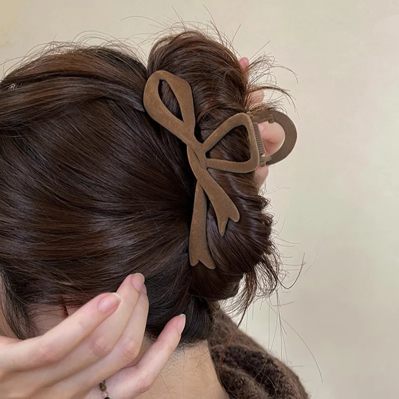 Pinzas para el cabello con lazo de terciopelo rojo para mujer, pinza para el pelo para otoño e invierno, horquilla elegante francesa, accesorios