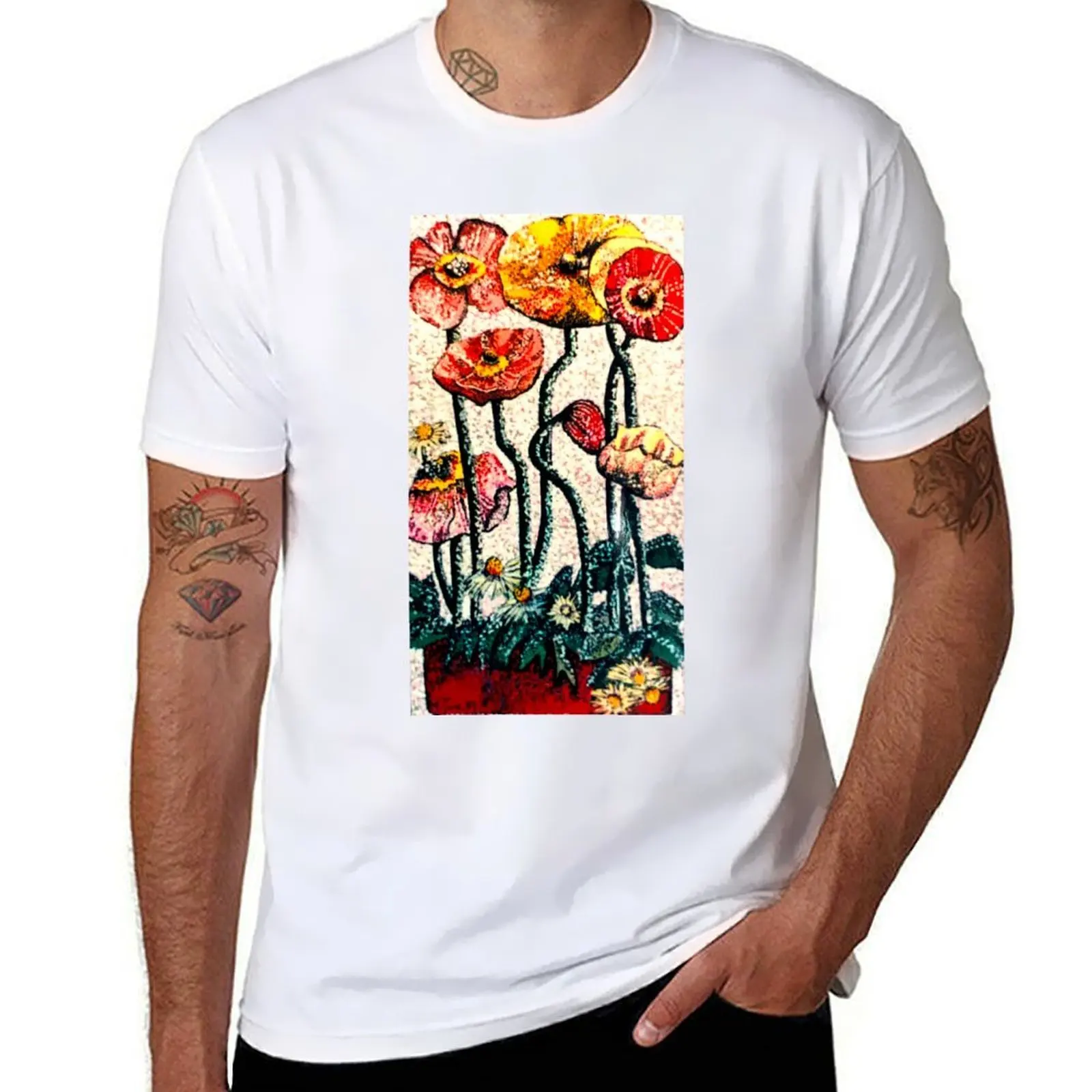 

Poppies 80's Style T-Shirt t shirts for man cotton man t shirt graphic T-Shirt