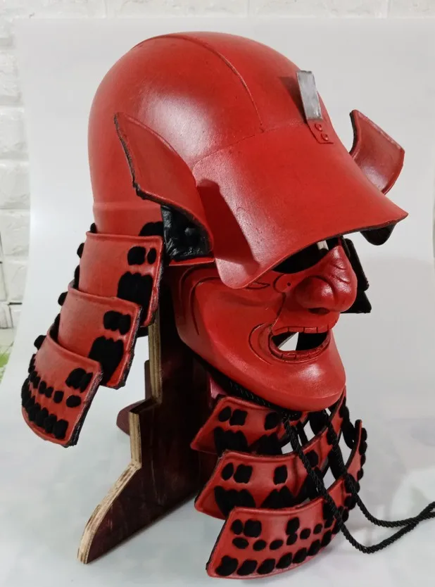 Handmade cosplay headwear FOR Samurai Armors Real RED Black Japanese Samurai HelmetS