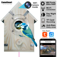 HD 4MP Tuya Bird Camera Cage Wooden House with Rain Proof Entry Cover Parrot Hatch Box Video Record SD Card Playback Remote View