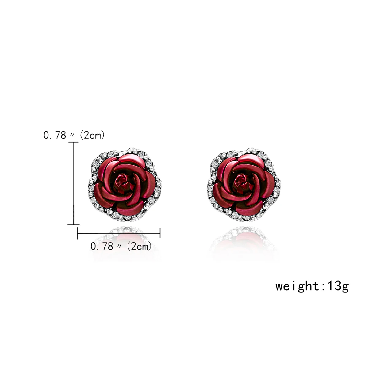 Fashion Rose Flower Rhinestone Stud Earrings For Women Blue Red Purple Round Bouquet Crystal Earring Wedding Jewelry Gift Brinco