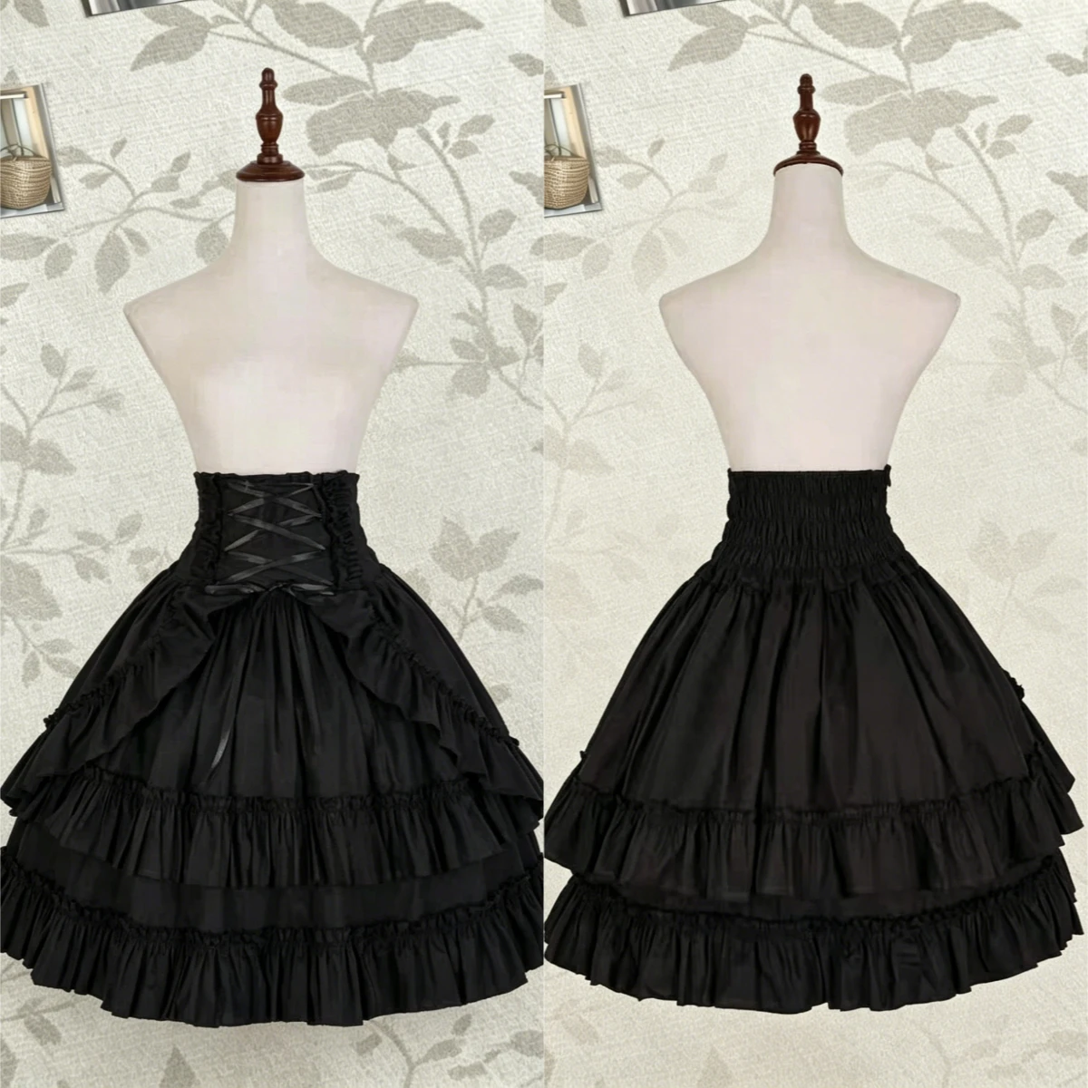 Vintage Gothic Y2k Lolita Women Medieval Half Skirt Fluffy Layered Puffy Skirt Cosplay Fashion Summer Mid Waist Skirt