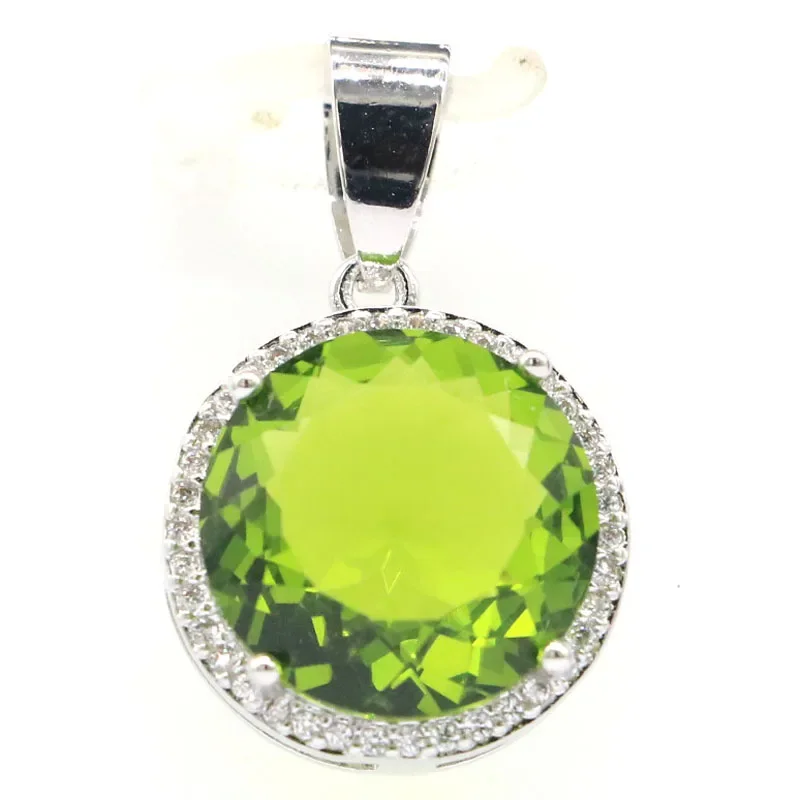 Real 925 Solid Sterling Silver Pendant Peridot Spinel Topaz Golden Citrine Rhodolite Garnet Spessartine Garnet