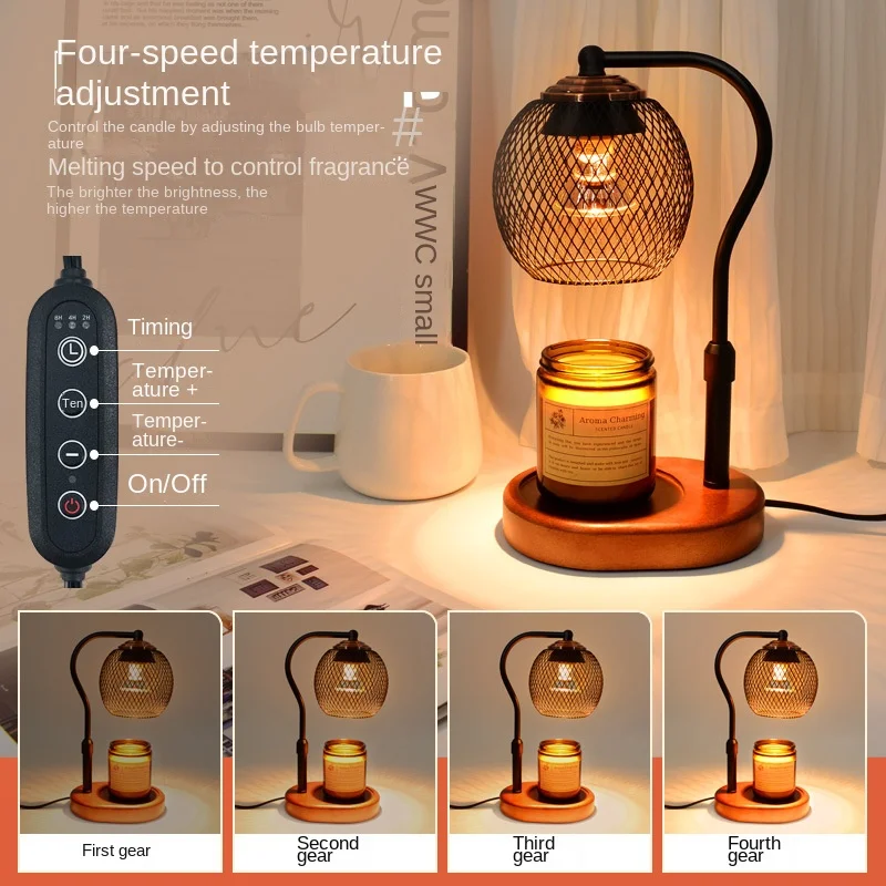 

Creative iron grid ins style aromatherapy lamp foreign trade simple bedroom dimmable bedside lamp fragrance dimming wax lamp