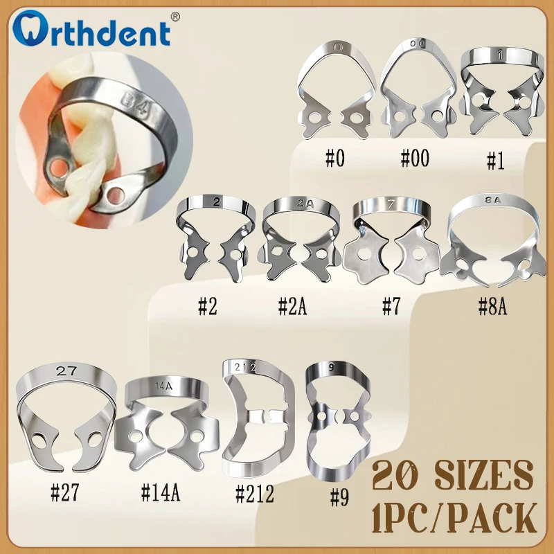 

1Pc Dental Rubber Dam Clamps Endodontic Stainless Steel Barrier Clip Frame Holder Molar Teeth Oral Orthodontic Material 20 Sizes