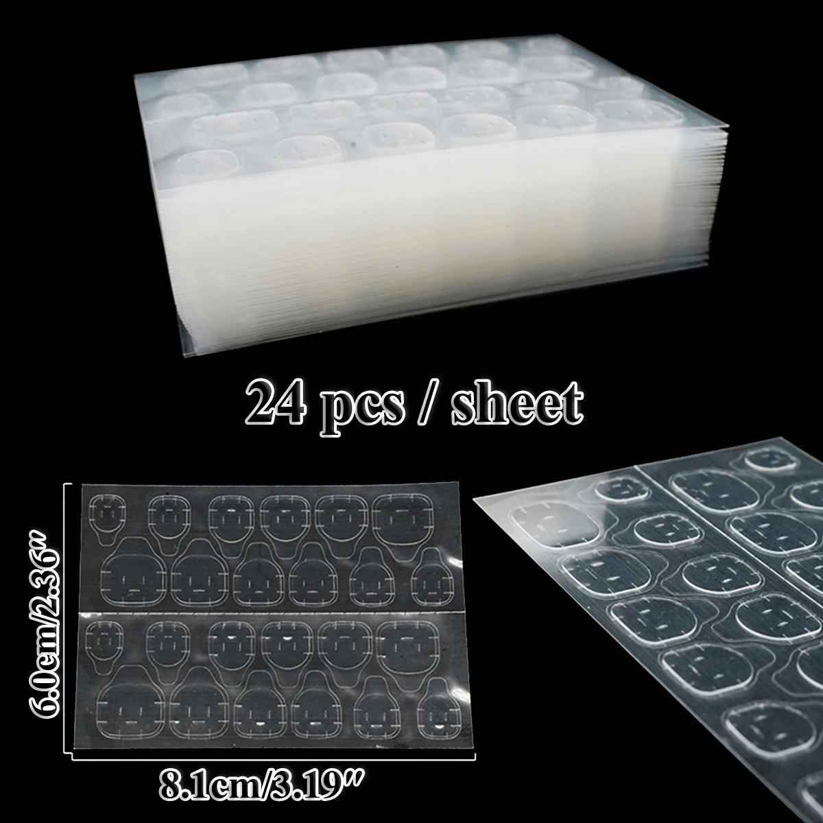 672pcs/28 Sheets Adhesive Tabs Waterproof Breathable Glue Tabs Fake Nail Glue Stickers Transparent Flexible for Manicure