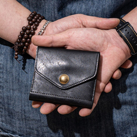 AETOO  Boy's wallet niche retro ins compact driving license wallet two-in-one male leather head layer cowhide to send boyfriend