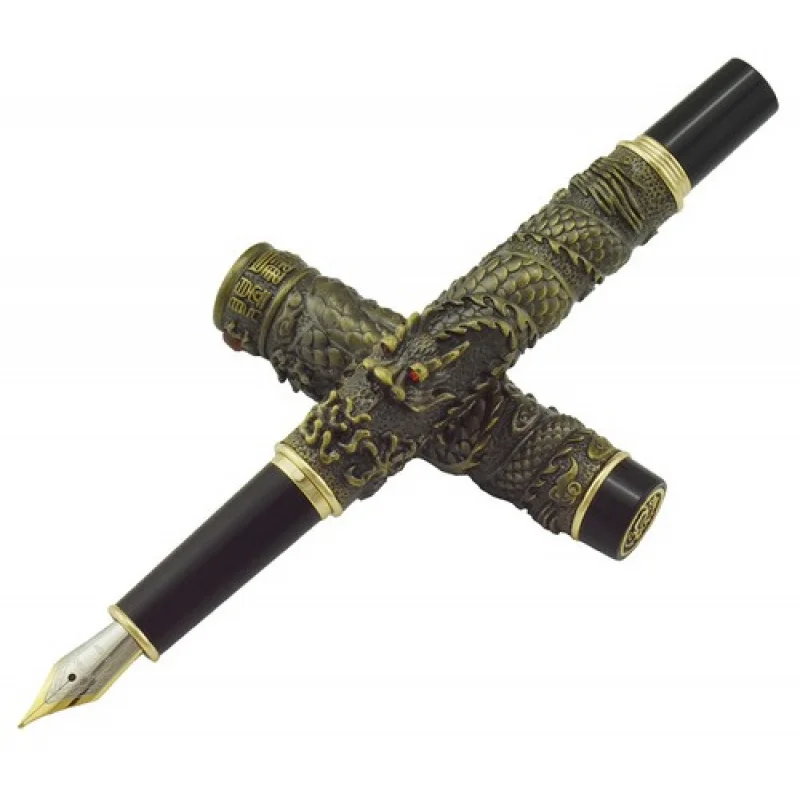 

Винтажная перьевая ручка A+ Jinhao, двойной дракон, играющий с жемчугом, 18 кг, M, бронзовый наконечник