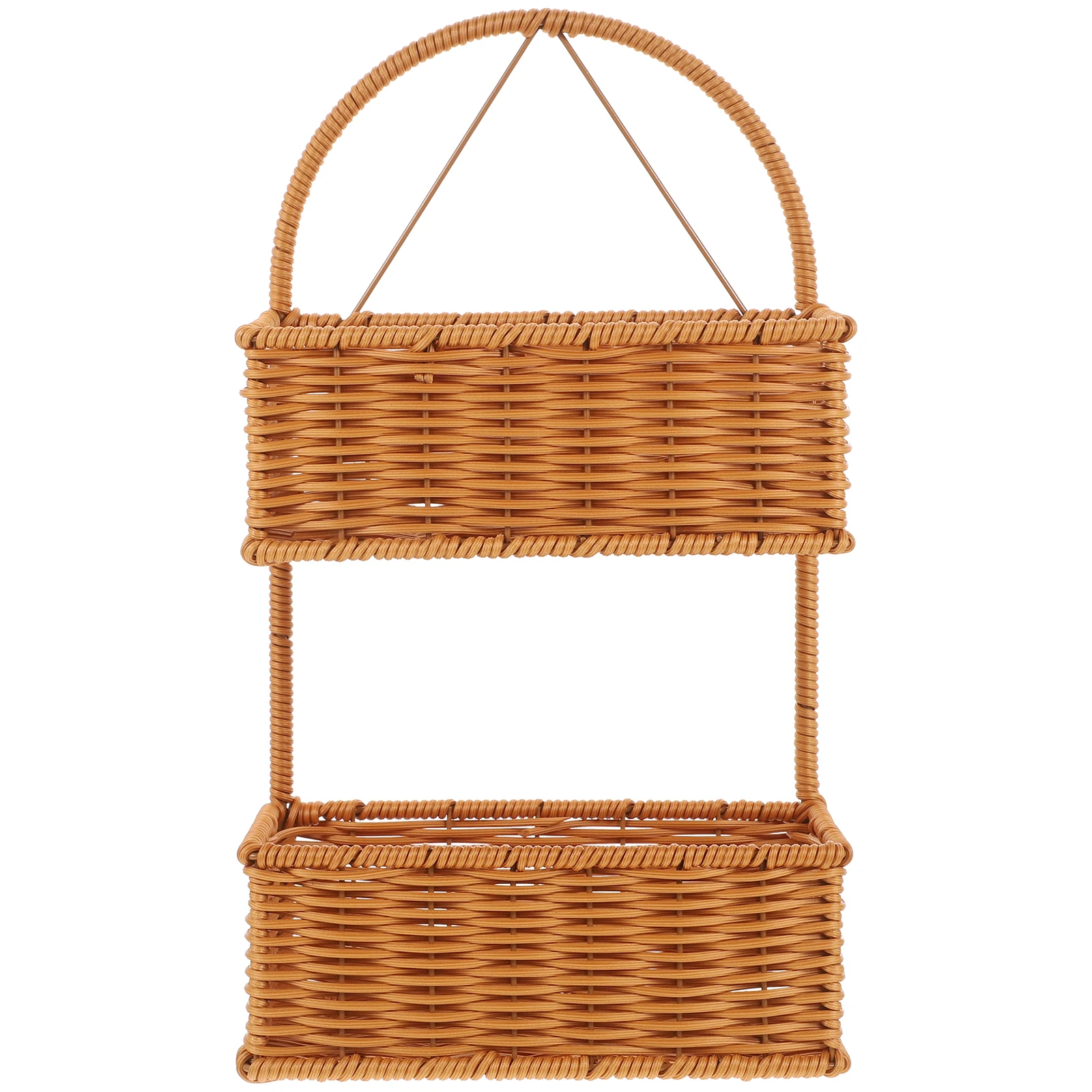 

Wall Storage PP Material Rustic Style Home Decor Space Saving Bathroom Kitchen Organizer Imitation Rattan Hanging