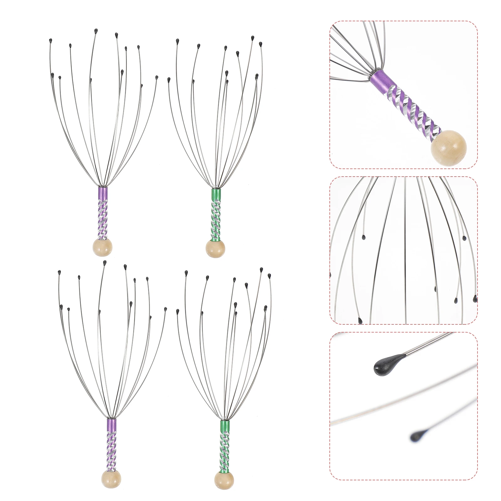 

4 Pcs Head Massager Scalp Tool Claw Handheld Portable Manual Massagers for Home Travel Office Relaxation Stress Relief