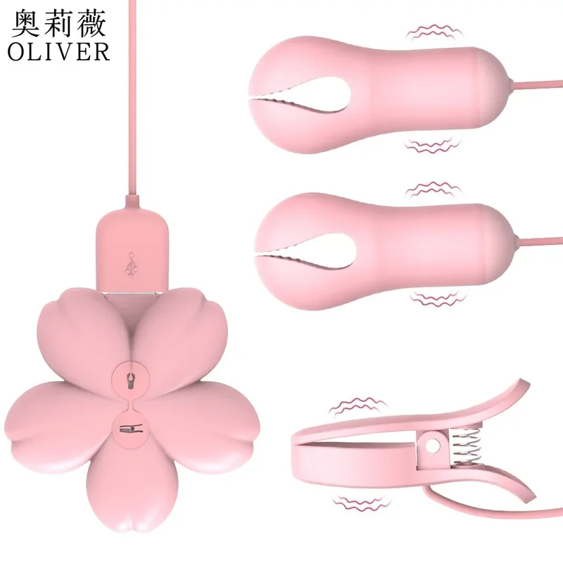 3 In 1 Nipple Clamps Vibrators For Women Clitoris Stimulator Breast Clips Couple Tool Sex Toys Adult Games Flirt Machine Erotic