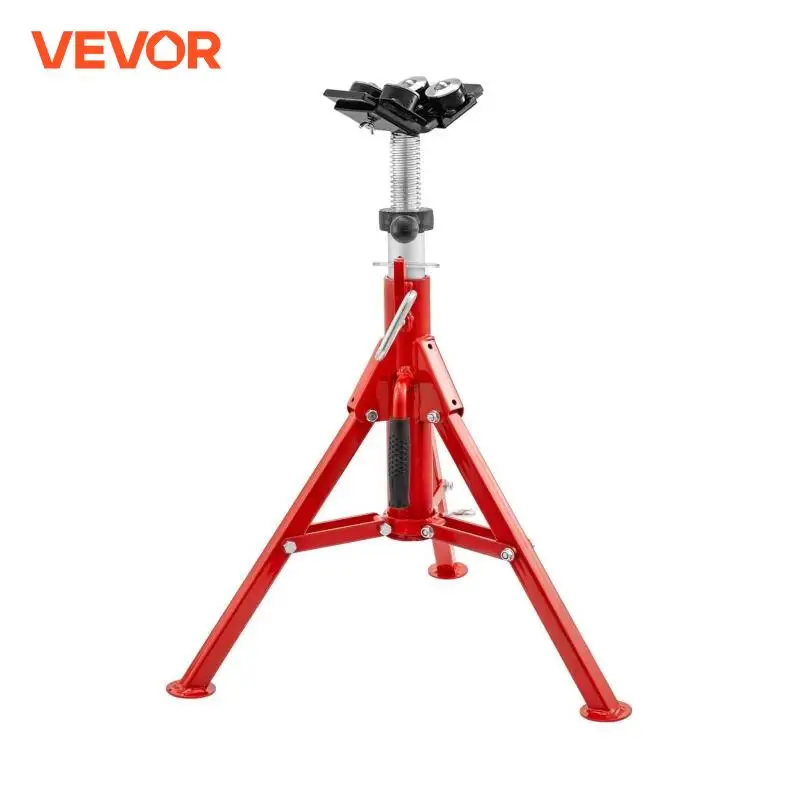 VEVOR V-Head 1107B Pipe Holding Stand 2 x Dual Ball Transfer Folding Tripod Jack 1500LBS Heavy-duty Pipeworking Supporting Tool