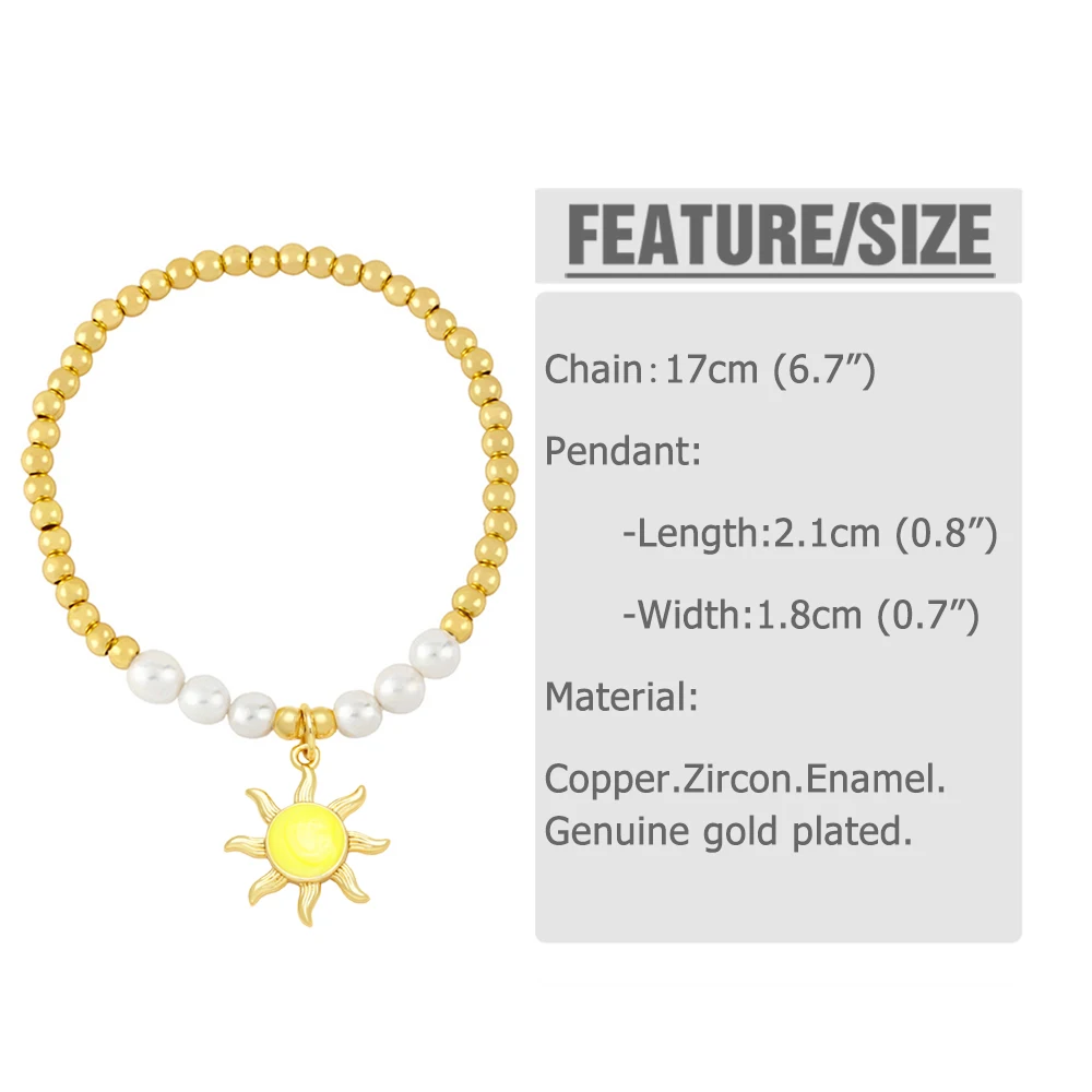 Clearance Gold Plated Beaded Bracelets for Women Enamel Colorful Sun Bracelets Adjustable Neon Jewelry Gifts brtb37