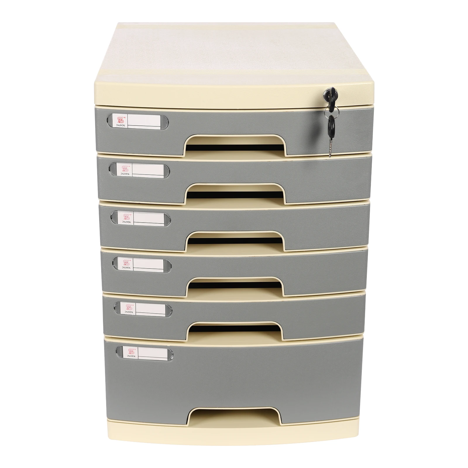 

29.5*39.4*43cm Drawer Organizer 6-Tier Locking Desk Organizer with Drawers – Gray Plastic File Storage Cabinet for Office & Home