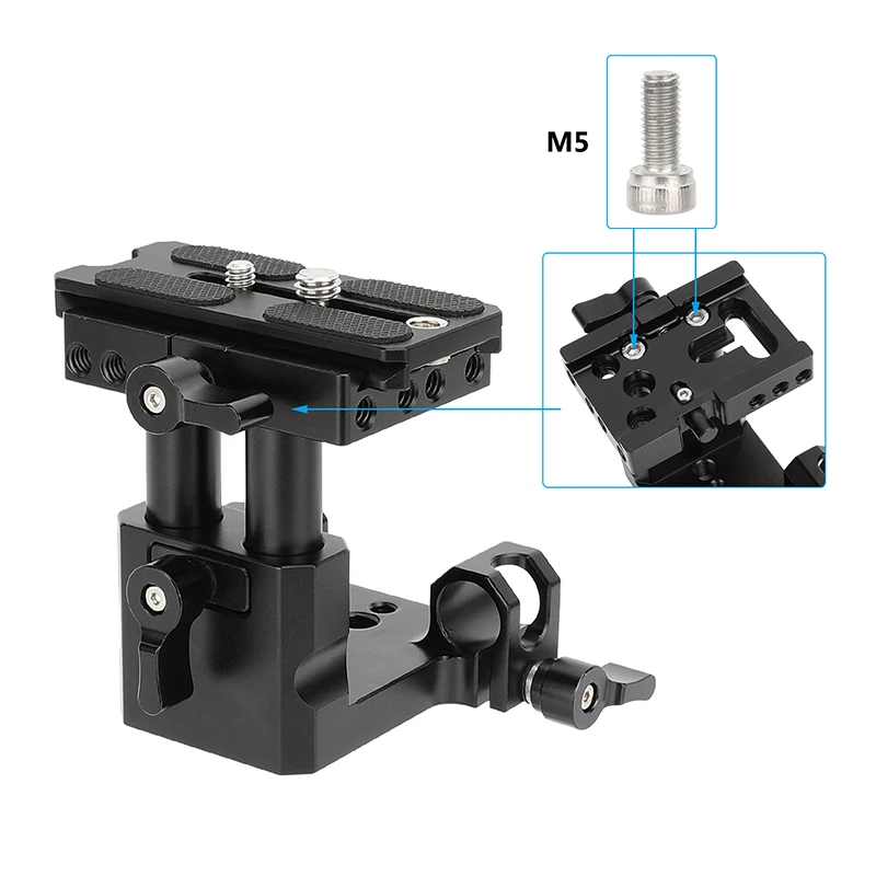 CAMVATE Quick Release Arca-type Baseplate Clamp Base dengan 15Mm LWS Rod Mount untuk Kamera 15Mm Rod Support System Tripod Mounts