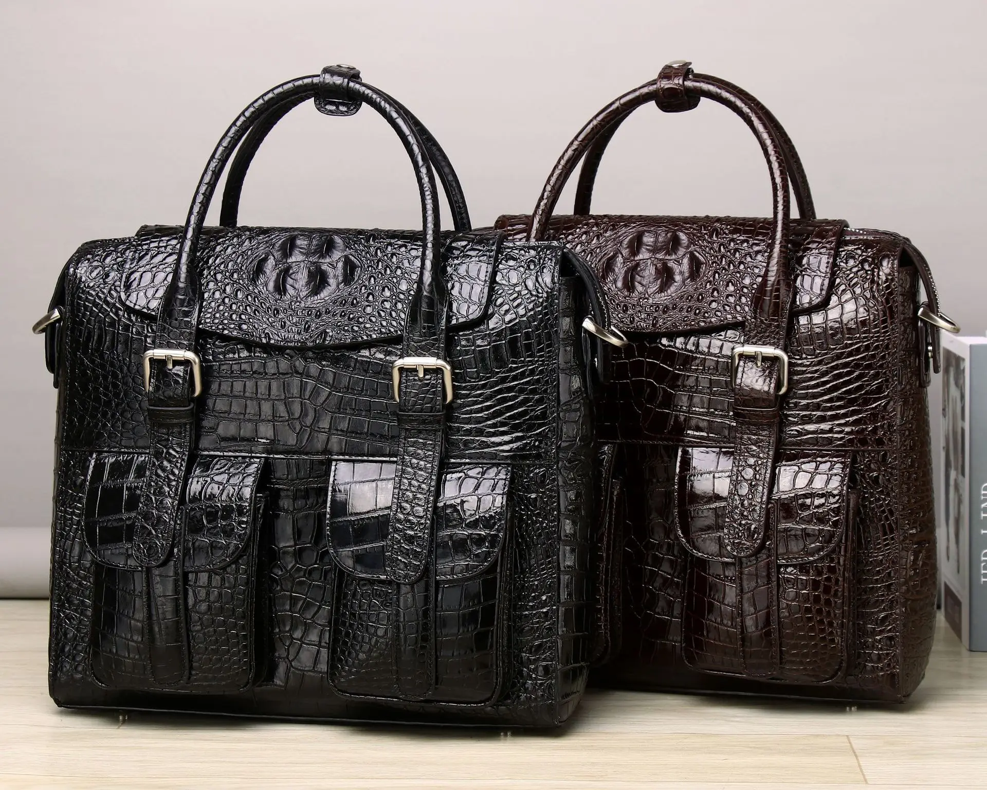 New Crocodile Pattern Laptop Bags Cow Genuine Leather Men's Briefcase Luxury Brand Male Handbags Men Messenger Computer Bag