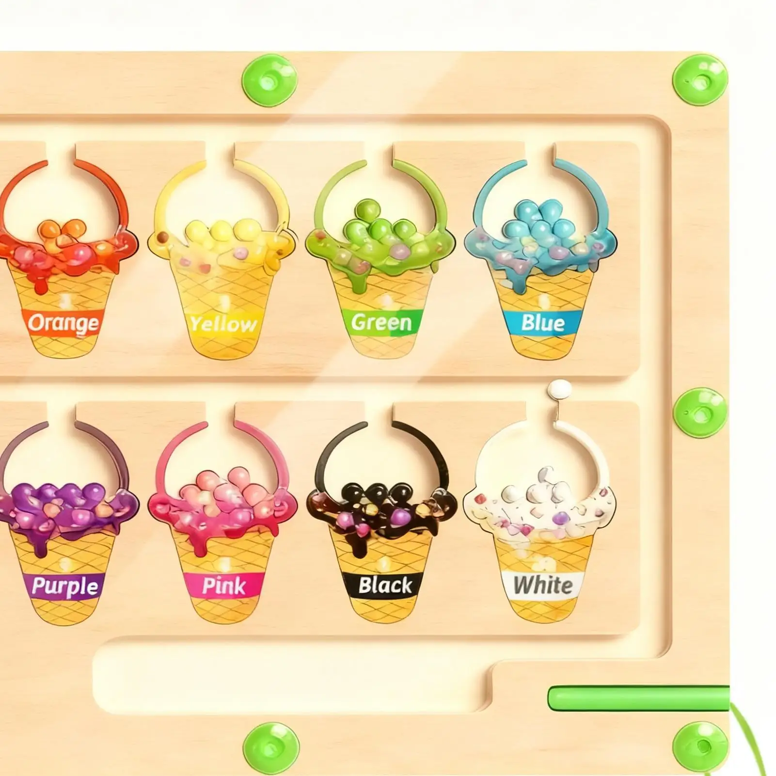 ของเล่นเขาวงกตแม่เหล็กไม้ ฝึกการรับรู้สี พร้อมลูกบอลแม่เหล็ก ฝึกทักษะการเคลื่อนไหวกล้ามเนื้อมัดเล็ก สำหรับเด็กก่อนวัยเรียนและอนุบาล